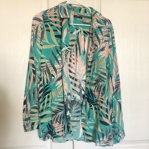 Tropical print button up